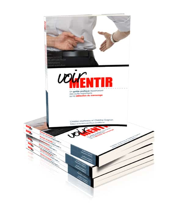Accueil 4 Livres empilés du guide 'Voir Mentir' avec une couverture montrant une personne croisant les doigts dans le dos